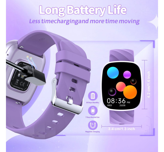 Умные часы AYATAHA S60K водонепроницаемость IP67, фиолетовый (my-20170)