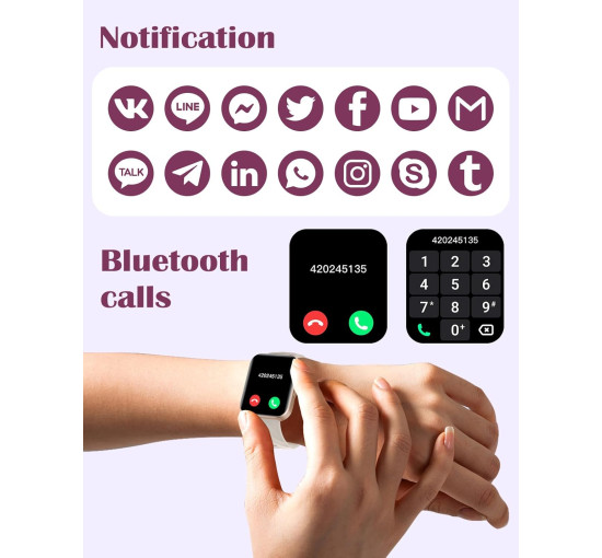 Розумний годинник RUIMEN D1 HD-екран 1,85 дюйма, молочно-білий (my-20165)