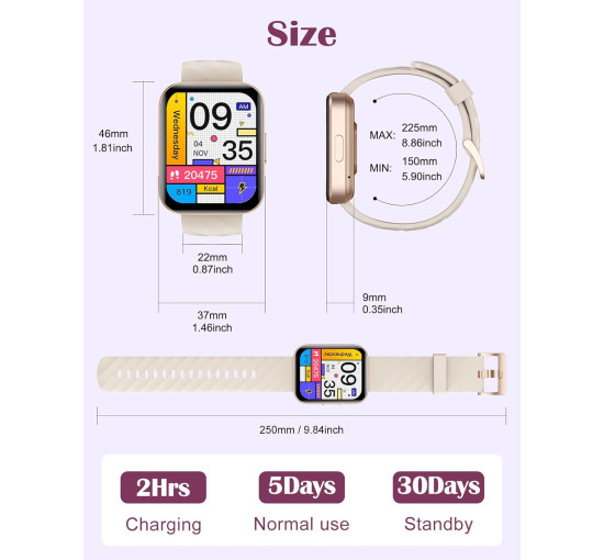 Розумний годинник RUIMEN D1 HD-екран 1,85 дюйма, молочно-білий (my-20165)