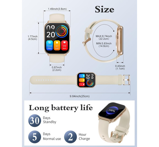 Умные часы RUIMEN H1 1,8-дюймовые,  молочно-белый (my-20166)