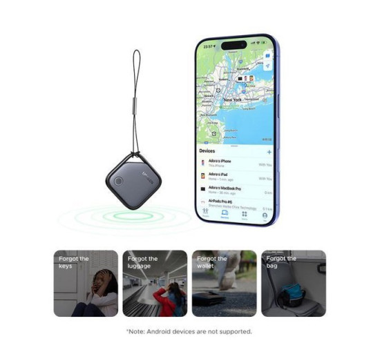 Умный Брелок UGREEN CM816 для поиска людей вещей (ключей) 225 мАч Bluetooth Anti-Lost Black, черный (my-20062)