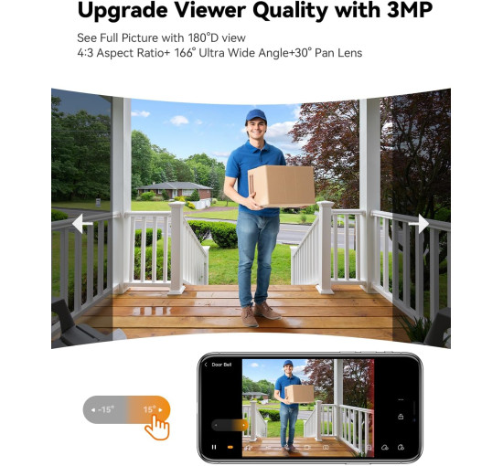 Видеокамера дверного звонка Imou DB2S, 2K (3 Мп), Wi-Fi со звуковым звонком, черный (my-20108)