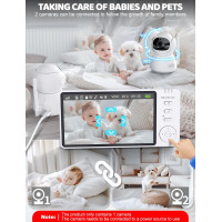 Видеоняня OBVHNUA ABM570 с 5-дюймовый HD-дисплей с камерой и ночным видением, белый (my-20070)