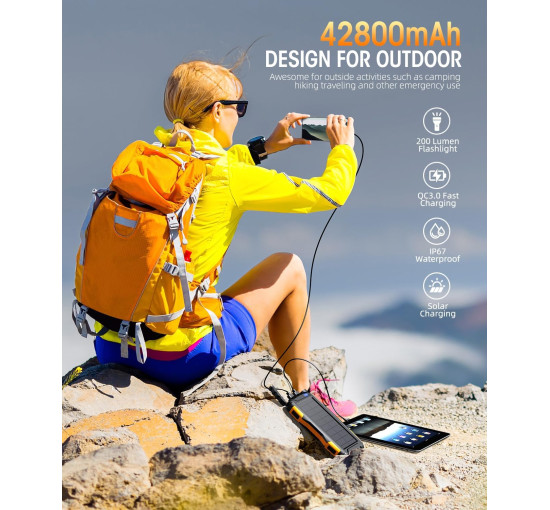 Зарядний пристрій Mregb YD-819 Power Bank 5 В, 42800 мА·год, сонячна панель, помаранчевий (my-20031)