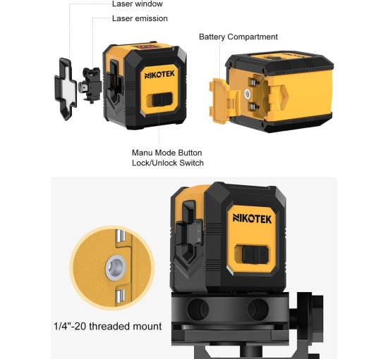 Зеленый лазерный уровень Nikotek NK-01G, самовыравнивающийся (my-20094)