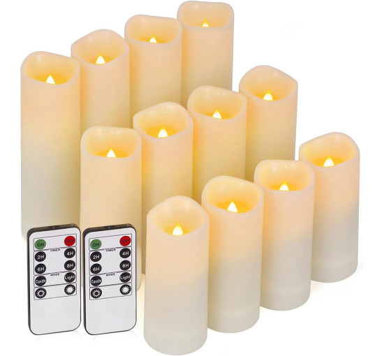 12 світлодіодних свічок Enido E12 з пультом керування та таймером, слонова кістка (my-21077)