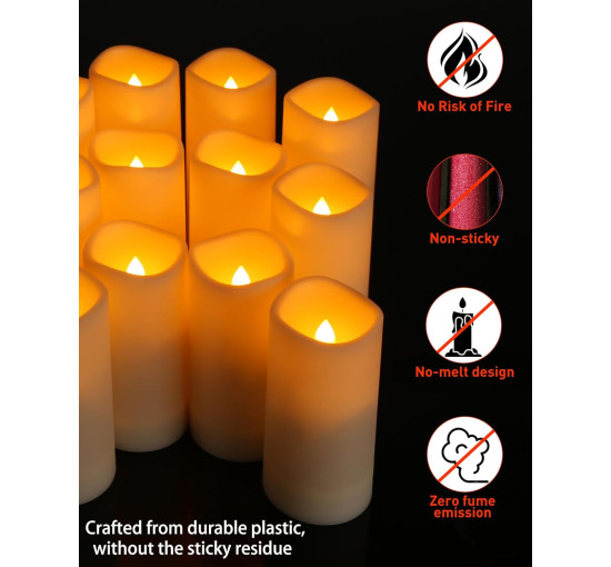 12 світлодіодних свічок Enido E12 з пультом керування та таймером, слонова кістка (my-21077)