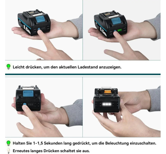 Акумулятор HOMEDAS 5,5 Ah 18V Li-ion для Makita BL1850B з індикатором рівня заряду (my-21143)