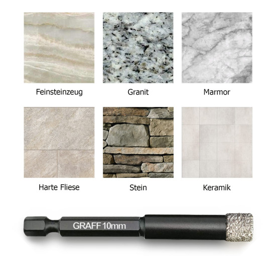 Алмазні свердла GRAFF 10 мм для керамограніту та порцеляни (my-21154)