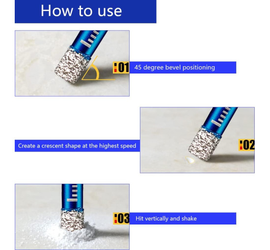 Алмазне свердло YEBOCIYO по плитці 10 мм, синій (my-21155)