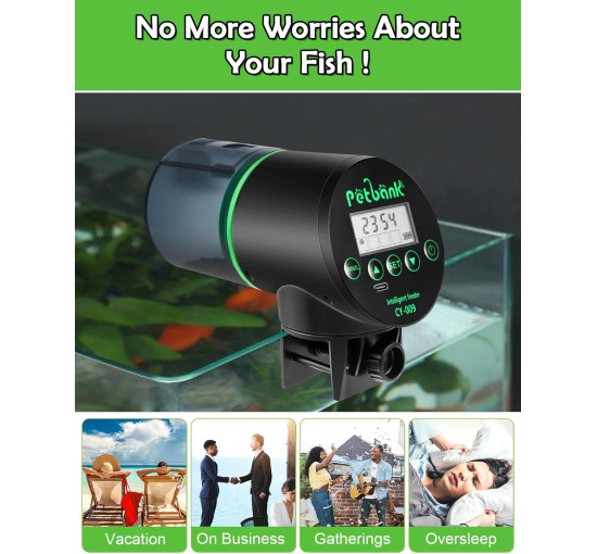 Автоматическая кормушка для рыб Petbank CY-009 в аквариуме, черный (my-21015)