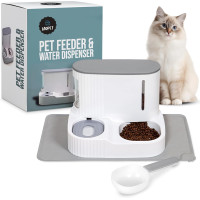 Автоматическая кормушка и поилка LAOPET с ковриком под миску, серый (my-21073)