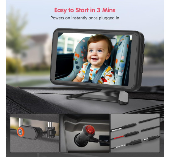 Автомобильная камера LUCKVIEW BM2, экран 5,2 дюйма 1080P с 3-кратным зумом, черный (my-21034)