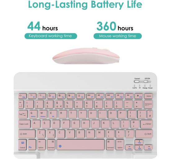 Беспроводная аккумуляторная клавиатура и мышь LAMA, розовый (my-21096)