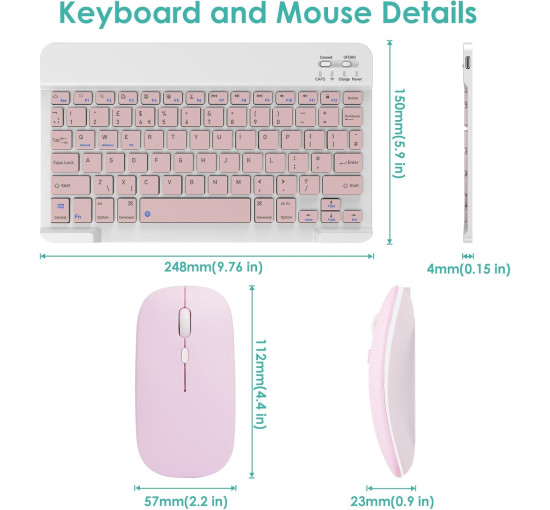 Беспроводная аккумуляторная клавиатура и мышь LAMA, розовый (my-21096)
