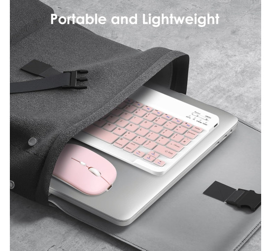 Беспроводная аккумуляторная клавиатура и мышь LAMA, розовый (my-21096)