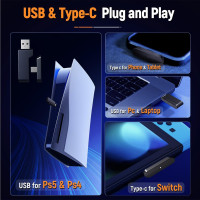 Бездротова ігрова гарнітура Ozeino OW810, сумісна з ПК PS5 та PS4, чорний (my-21049)