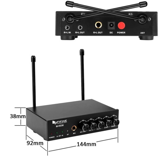 Бездротова мікрофонна система Fifine M-K036 UHF із двома ручними мікрофонами, чорний (my-21022)
