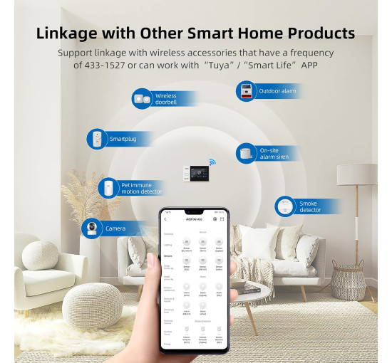 Бездротова система розумної домашньої сигналізації XNY із сенсорним екраном, білий (my-21072)