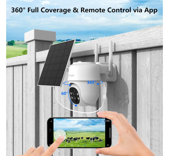 Бездротова вулична камера відеоспостереження Cinnado B6 4G LTE із сонячною панеллю 5 Вт, білий (my-21010)