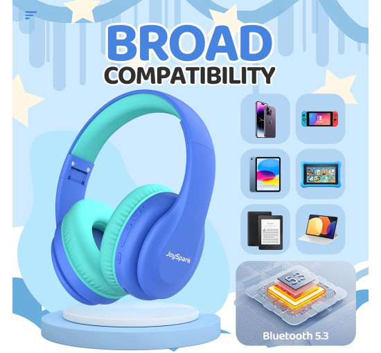 Бездротові Bluetooth-навушники JoySpark T5, повнорозмірні, синій (my-21018)