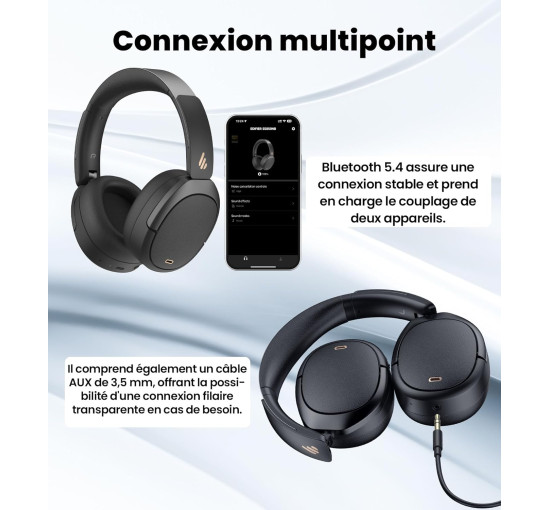 Бездротові та провідні повнорозмірні навушники Edifier W80, чорний (my-21059)