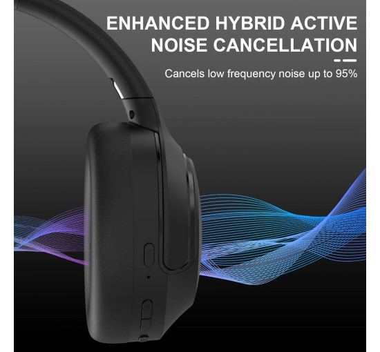 Беспроводные наушники T-fun NC50 с гибридным шумоподавлением, Bluetooth 5.3, черный (my-21075)