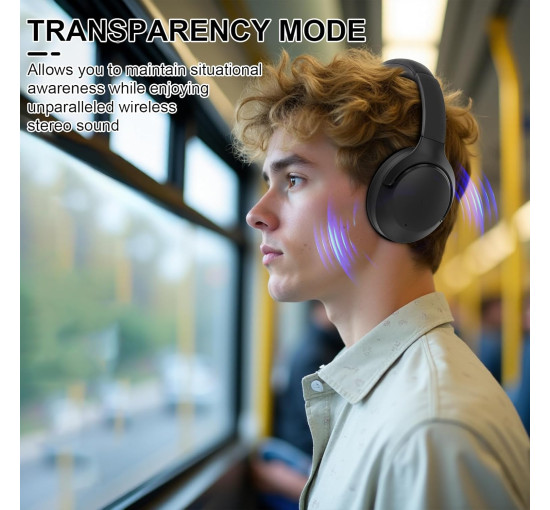 Беспроводные наушники T-fun NC50 с гибридным шумоподавлением, Bluetooth 5.3, черный (my-21075)