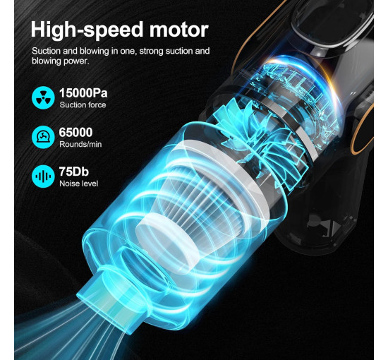 Бездротовий автомобільний пилосос Ginarelo XCQ-508, 15000 Па, чорний (my-21064)