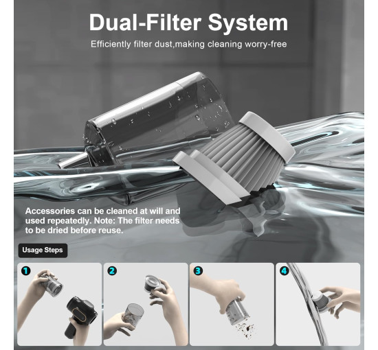 Бездротовий автомобільний пилосос Ginarelo XCQ-508, 15000 Па, чорний (my-21064)