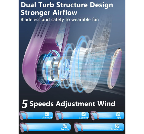 Беспроводной кондиционер Kouric для шеи, темно-фиолетовый (my-21172)