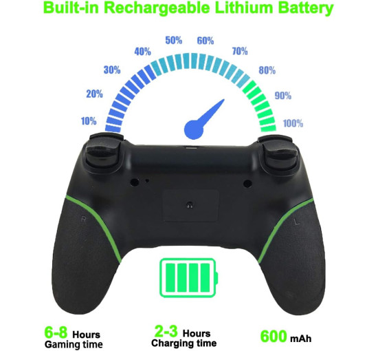 Бездротовий контролер Maegoo з функцією вібрації Dual Shock для P4, чорний (my-21038)