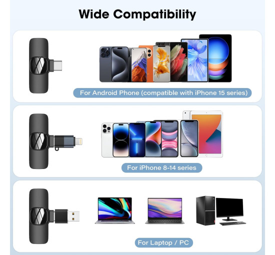 Беспроводной петличный микрофон HMKCH K30 для мобильного телефона, черный (my-21159)