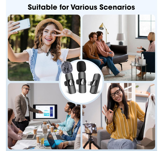 Беспроводной петличный микрофон HMKCH K30 для мобильного телефона, черный (my-21159)