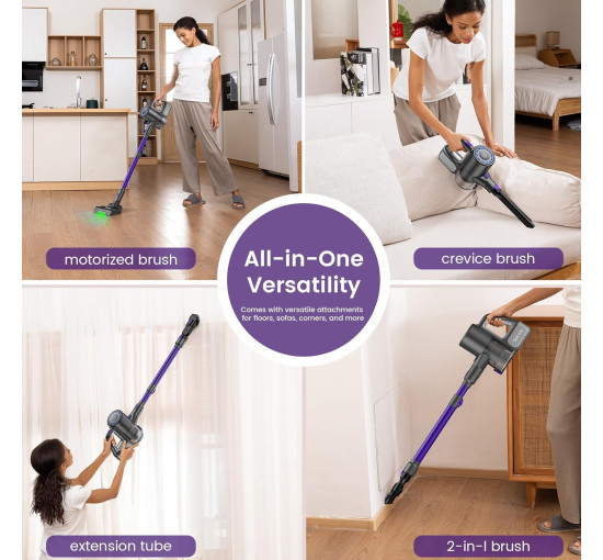 Беспроводной пылесос Suirviz U8, 40 кПа, фиолетовый (my-21014)