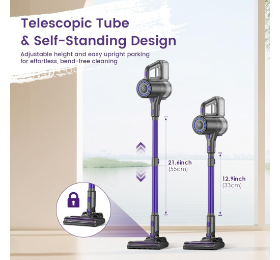 Беспроводной пылесос Suirviz U8, 40 кПа, фиолетовый (my-21014)