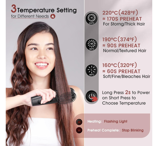 Бездротовий випрямляч для волосся CestMall з функцією іонізації, чорний (my-21040)