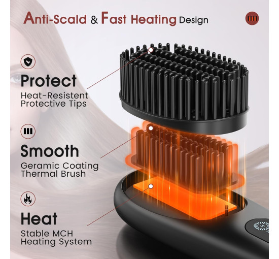 Бездротовий випрямляч для волосся CestMall з функцією іонізації, чорний (my-21040)