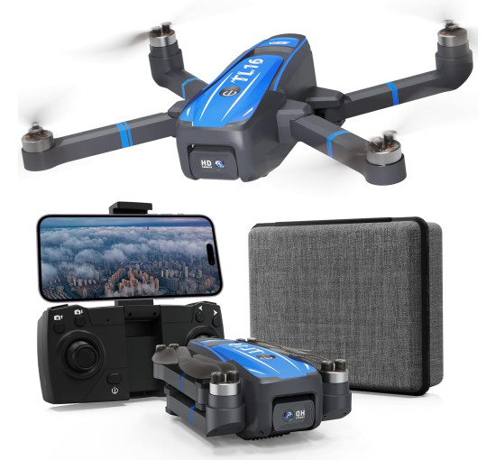 Безщітковий дрон Toladrone TL16 з камерою 4K HD, синій (my-21030)