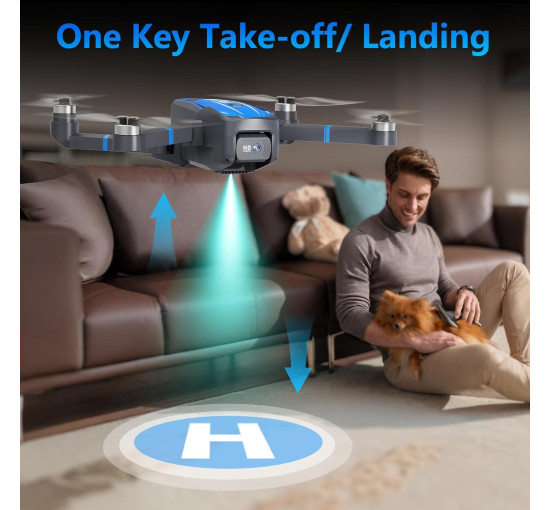 Безщітковий дрон Toladrone TL16 з камерою 4K HD, синій (my-21030)