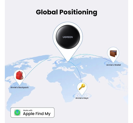 Bluetooth-трекер UGREEN 2шт. смарт-мітка для ключів, сумок, чорний (my-21153)