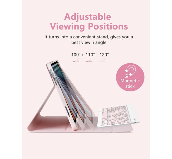 Чехол с черной клавиатурой APHBZGE HB-030 для Pad 10-го поколения, розовый (my-21083)