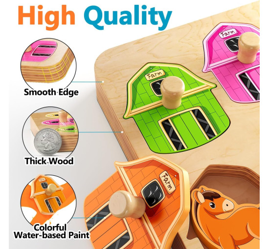 Деревянные пазлы с изображением животных на ферме (my-21005)