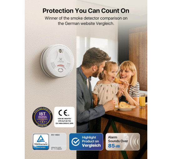 Детектор диму X-Sense SD11 для дому, білий (my-21011)