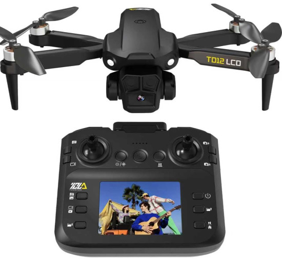 Дрон Toladrone TD12LCD з камерою, пульт дистанційного керування з РК-дисплеєм, чорний (my-21063)