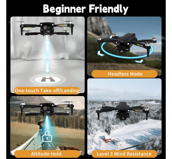 Дрон Toladrone TD12LCD з камерою, пульт дистанційного керування з РК-дисплеєм, чорний (my-21063)