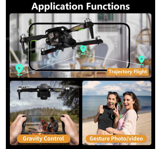 Дрон Toladrone TD12LCD з камерою, пульт дистанційного керування з РК-дисплеєм, чорний (my-21063)