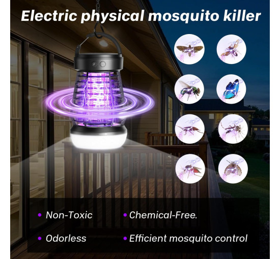 Електрична лампа Falala J10 для знищення комарів, із сіткою, 2000 В, чорний (my-21184)