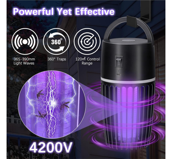 Електрична лампа Wrischan CK-EMK-BK-EU від комарів 4000 мА·год, чорний (my-21185)