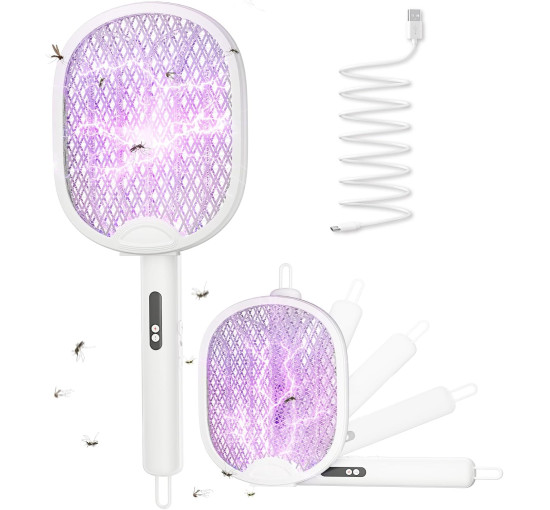 Електрична мухобойка WOCVRYY XH-43 4000 В, 1800 мАг, бежево-білий (my-21091)